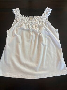 Peter Nygard White Ruffled Smocked Tank